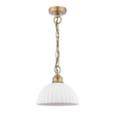 Laura Ashley Durford Pendant Matt Antique Brass & White