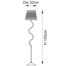 Wriggle-Shaped Floor Light Brushed Aged Brass & Raffia Shade