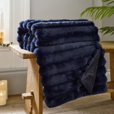 Deyongs Kenwood Faux Fur Throw 130cm x 170cm Ink Blue