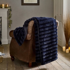 Deyongs Kenwood Faux Fur Throw 130cm x 170cm Ink Blue