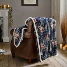 Deyongs Stag Sherpa Throw 140cm x 180cm Navy