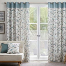Fusion Beechwood Eyelet Readymade Curtains Lined Duck Egg