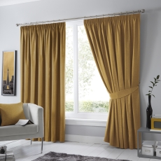 Fusion Dijon Pencil Headed Curtains Ochre
