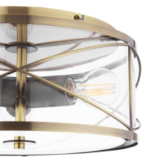 Laura Ashley Beckworth 3 Light Flush Antique Brass & Glass