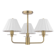 Laura Ashley Mixbury 3 Light Semi-Flush Matt Antique Brass & White