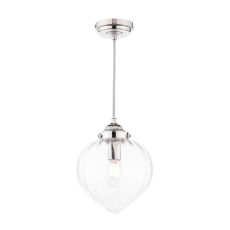 Laura Ashley Whitham Pendant Polished Nickel & Ribbed Glass