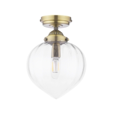 Laura Ashley Whitham Bathroom Ceiling Light Antique Brass & Ribbed Glass IP44