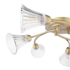 Laura Ashley Lanton 6 Light Semi-Flush Matt Antique Brass & Ribbed Glass