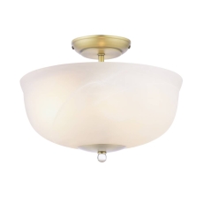 Laura Ashley Cossington 2 Light Semi-Flush Matt Antique Brass & White