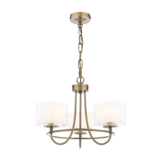 Laura Ashley Southwell 3 Light Armed Pendant Antique Brass & Opal Glass