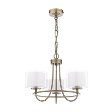 Laura Ashley Southwell 3 Light Armed Pendant Antique Brass & Opal Glass