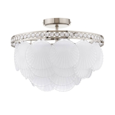 Laura Ashley Caverton 4 Light Semi-Flush Polished Nickel & White Glass