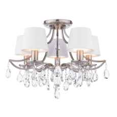 Laura Ashley Enstone 5 Light Semi-Flush Polished Nickel & Crystal With Shade