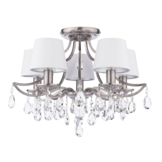Laura Ashley Enstone 5 Light Semi-Flush Polished Nickel & Crystal With Shade