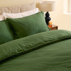 MADE Textured Cotton Duvet Set Dark Green