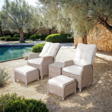 Valencia Rattan Recliner Set with Footstools & Side Table