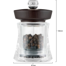 Holborn 95mm Acrylic Black Wood Pepper Mill