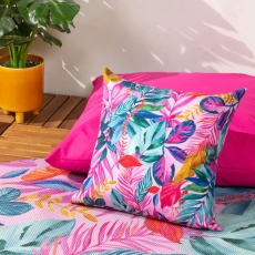 Psychedelic Jungle Outdoor 43cm Cushion Hot Pink
