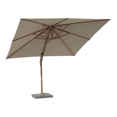 Holt 3m Wood Effect Square Side Parasol with Lights, Granite Base & Cover - Stone