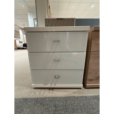 Miramar 3 Drawer Bedside White Glass (Bury St Edmunds)