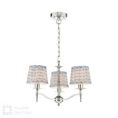 English Heritage Marble Hill 3 Light Shadelier Polished Nickel & 3 St John Street Grey Shades 14cm