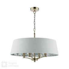 English Heritage Delft 4 Light Shadelier Antique Brass and Ivory With Shade