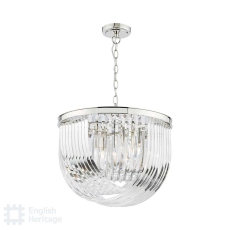 English Heritage Eltham 4 Light Rounded Pendant Polished Nickel and Crystal