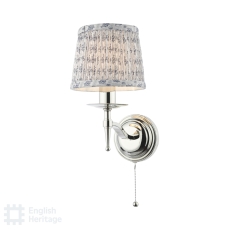 English Heritage Marble Hill Wall Light Polished Nickel & St John Street Grey Shade 14cm