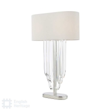 English Heritage Eltham 2 Light Table Lamp Polished Nickel and Crystal With Shade