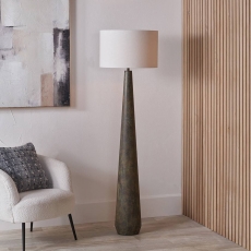 Arbor Verdi Gris Met Conical Table Lamp with Lino 45cm White Shade