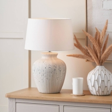 Kalli White & Grey Flecked Ceramic Table Lamp