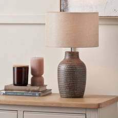 Kai Earth Coloured Textured Tall Ceramic Table Lamp