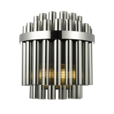 Imani 2 Light Wall Light Polished Chrome and Smoked Ribbed Glass