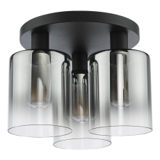 Savannah 3 Light Flush Matt Black and Smoked Glass