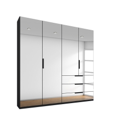 Montego 4 Door 3 Drawer Mirrored Wardrobe Graphite