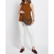 Alice Wheeler Chocolate Suede Kensington Shoulder Cross Body Bag