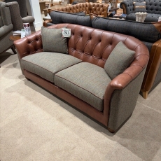 Westbury Medium Leather and Tweed Combo Sofa (Ipswich)