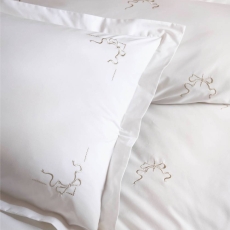 Historic Royal Palaces Bow Embroidery Oxford Pillowcase Pair White Natural