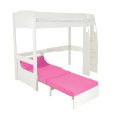 Stompa Duo Uno S Highsleeper White Including Desk And Chair Bed Pink