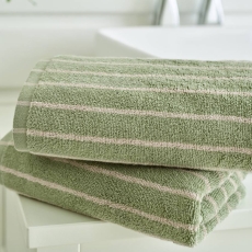 Deyongs Malmo Stripe Towel Sage & Biscuit
