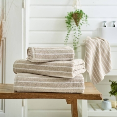 Deyongs Malmo Stripe Towel Stone & White
