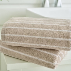 Deyongs Malmo Stripe Towel Stone & White