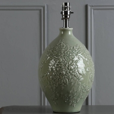 Laura Ashley Picardie Ceramic Table Lamp Green Polished Chrome - Base Only