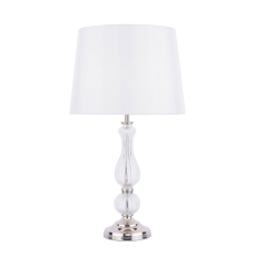 Laura Ashley Bradshaw Table Lamp Polished Nickel & Ribbed Glass With Shade
