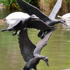 3 Flying Ducks - Garden Sculpture