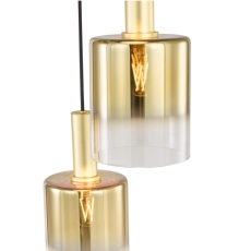 Dar Savannah 3 Light Cluster Pendant Sating Gold & Gold Ombre Glass