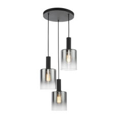 Dar Savannah 3 Light Cluster Pendant Matt Black & Smoked Glass