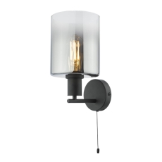 Savannah 1 Light Wall Light Matt Black & Smoked Glass