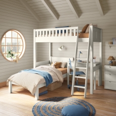Arven High Sleeper With Single Bed & Storage Desk White