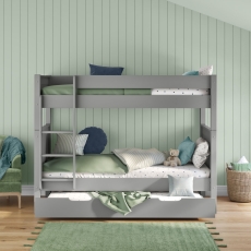Stompa Classic Bunk Bed With Trundle Drawer & Trundle Mattress Grey